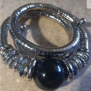 Silver Tone Coil Flexible Wrap Bracelet